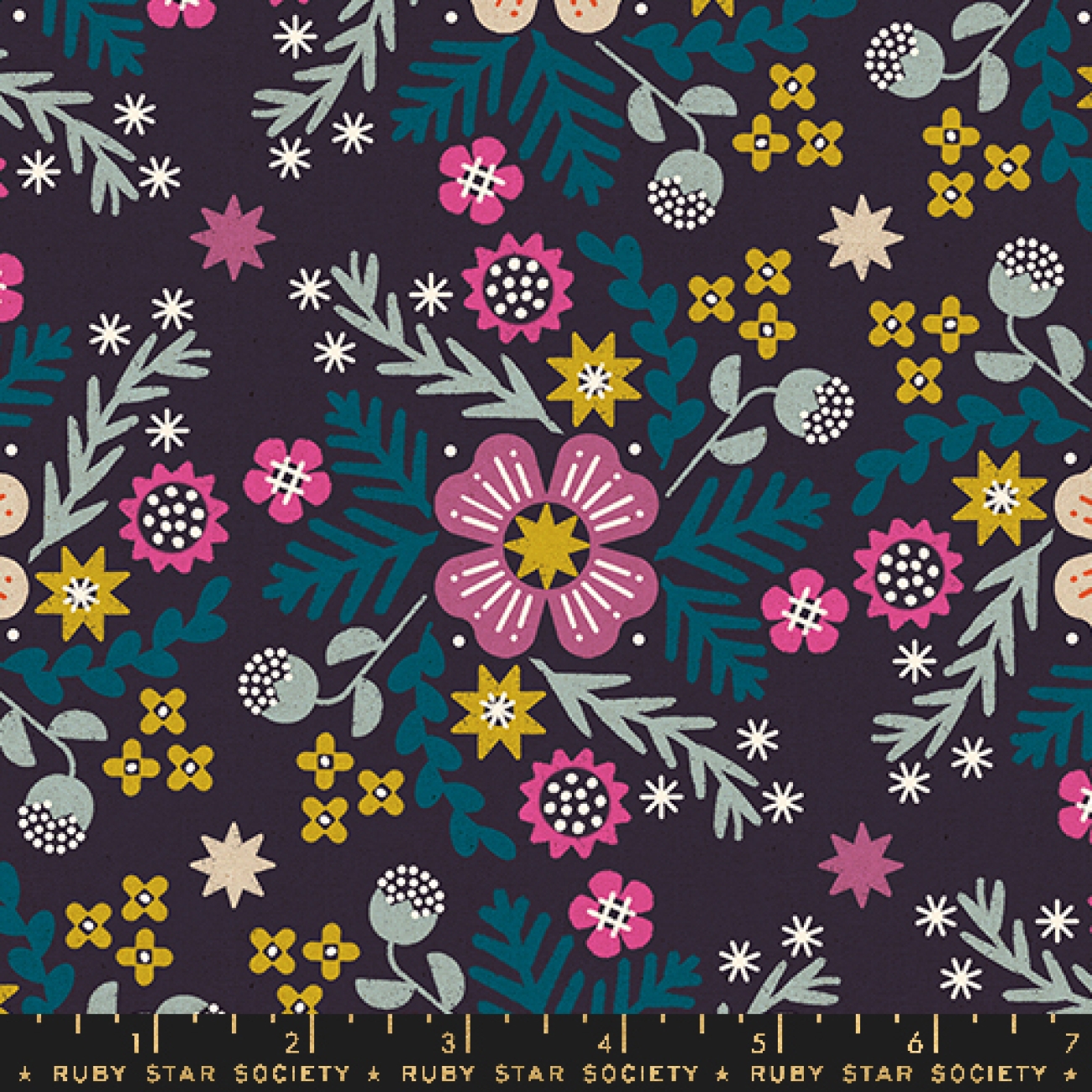Baumwolle Patchwork - Rashida Coleman Hale - Ruby Star Society - Pivot - Wildflower Eggplant Black - Canvas Leinen
